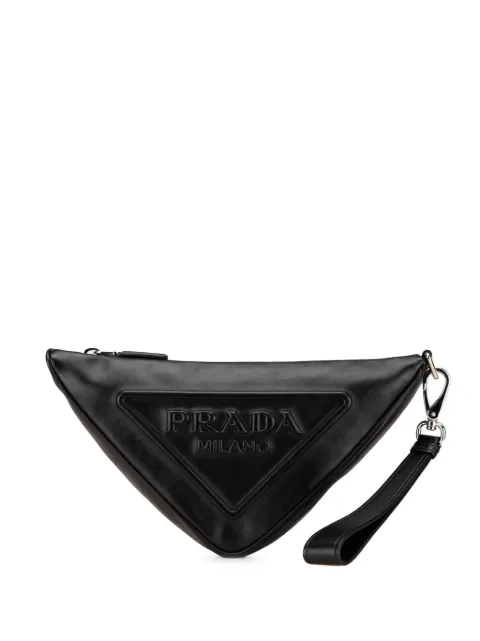 Prada Pre-Owned bolsa de mano Grace Lux Triangle Logo Embossed Triangle Wristlet 2013-2024