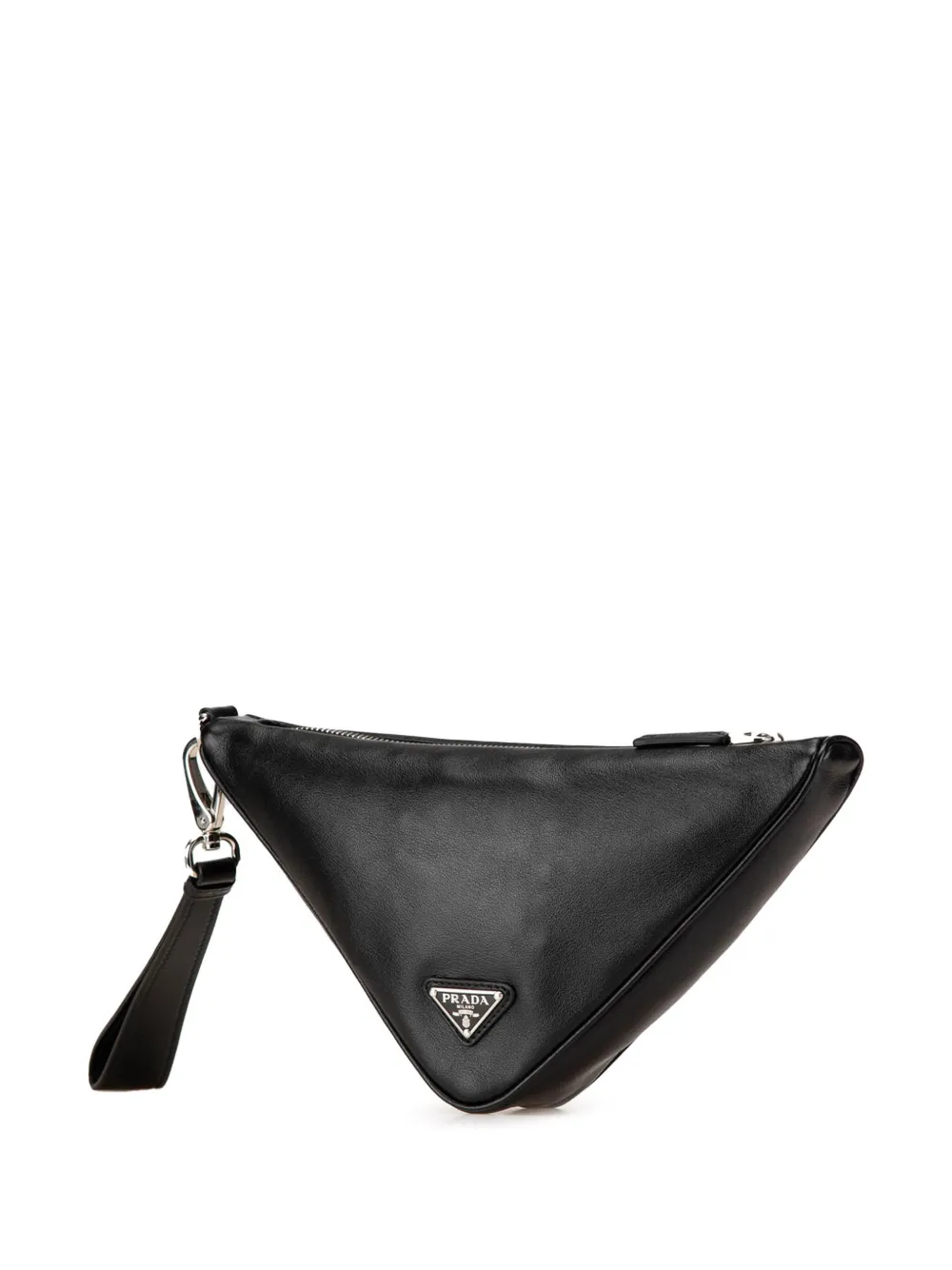 Prada Pre-Owned 2013-2024 Grace Lux Triangle Logo Embossed Triangle Wristlet pouch - Zwart