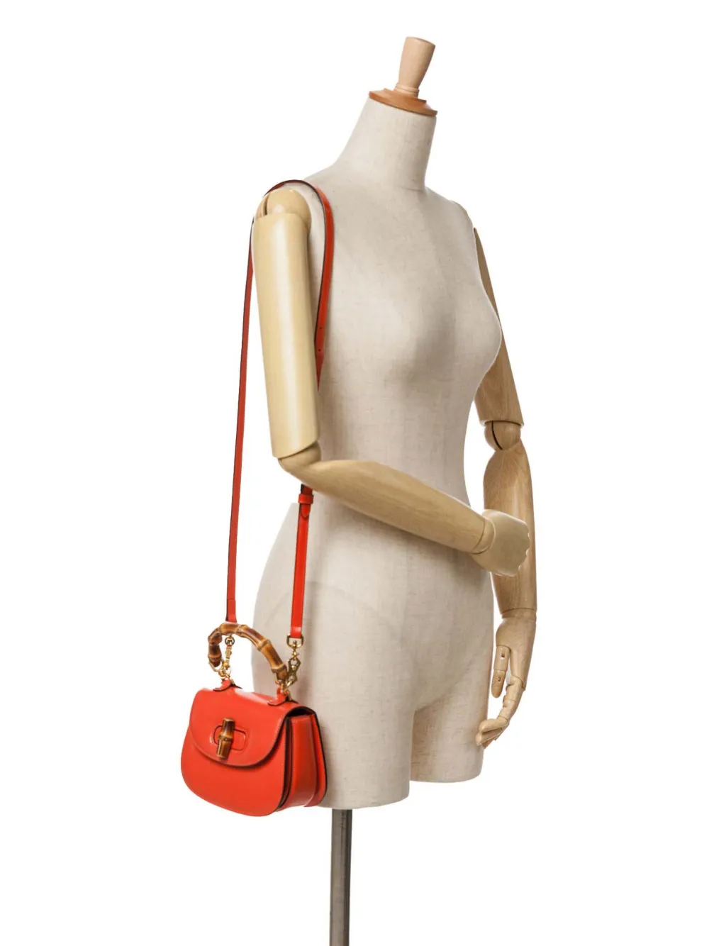 Gucci Pre-Owned 2016-2024 Mini 1947 Bamboo kalfsleren boekentas met handgreep - Oranje