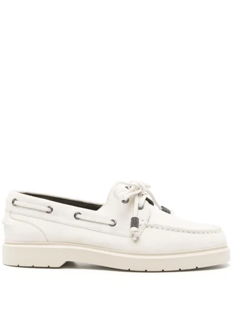 Brunello Cucinelli zapatos top sider de gamuza