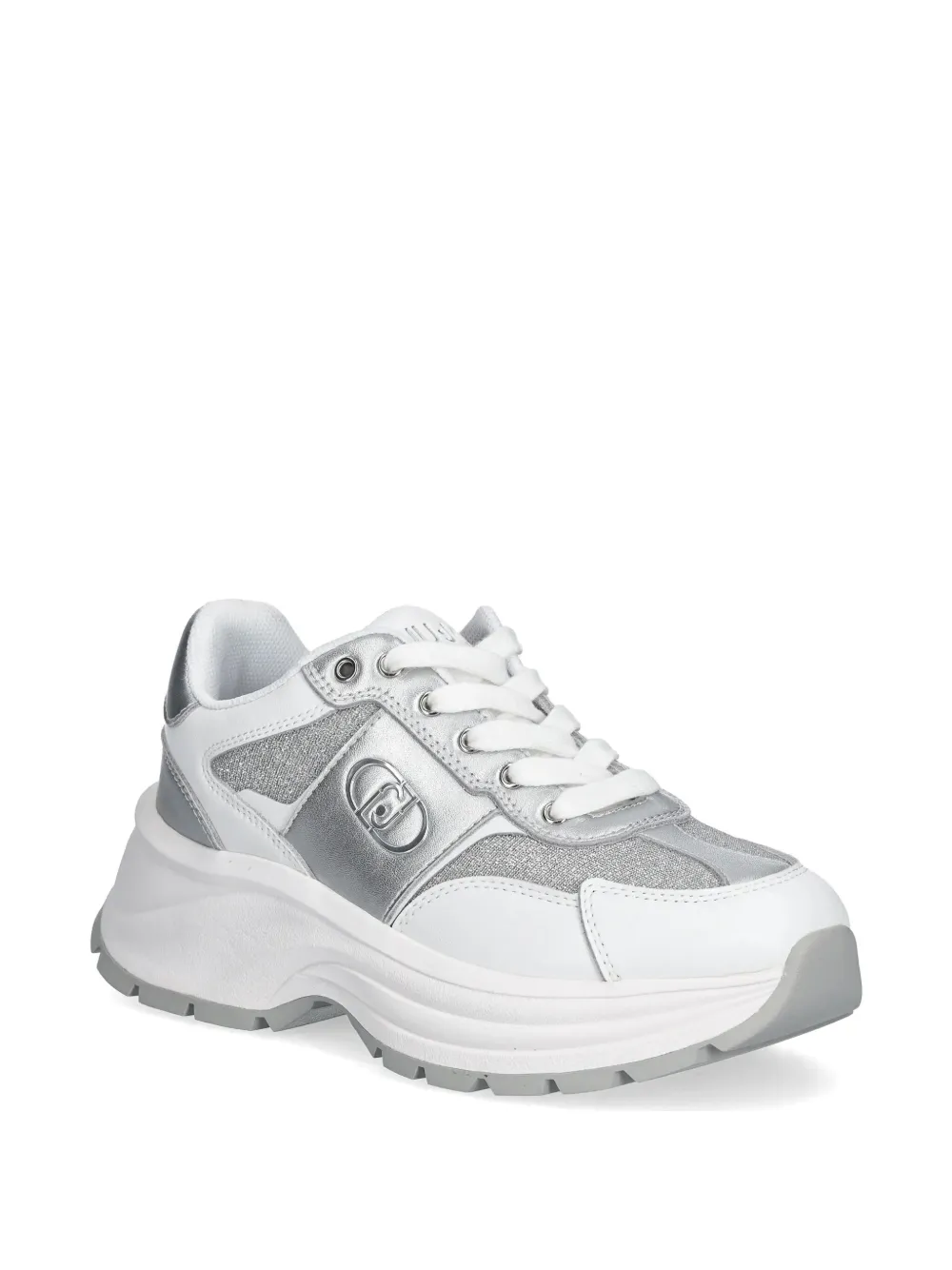 LIU JO Leren sneakers met lurex detail - Zilver