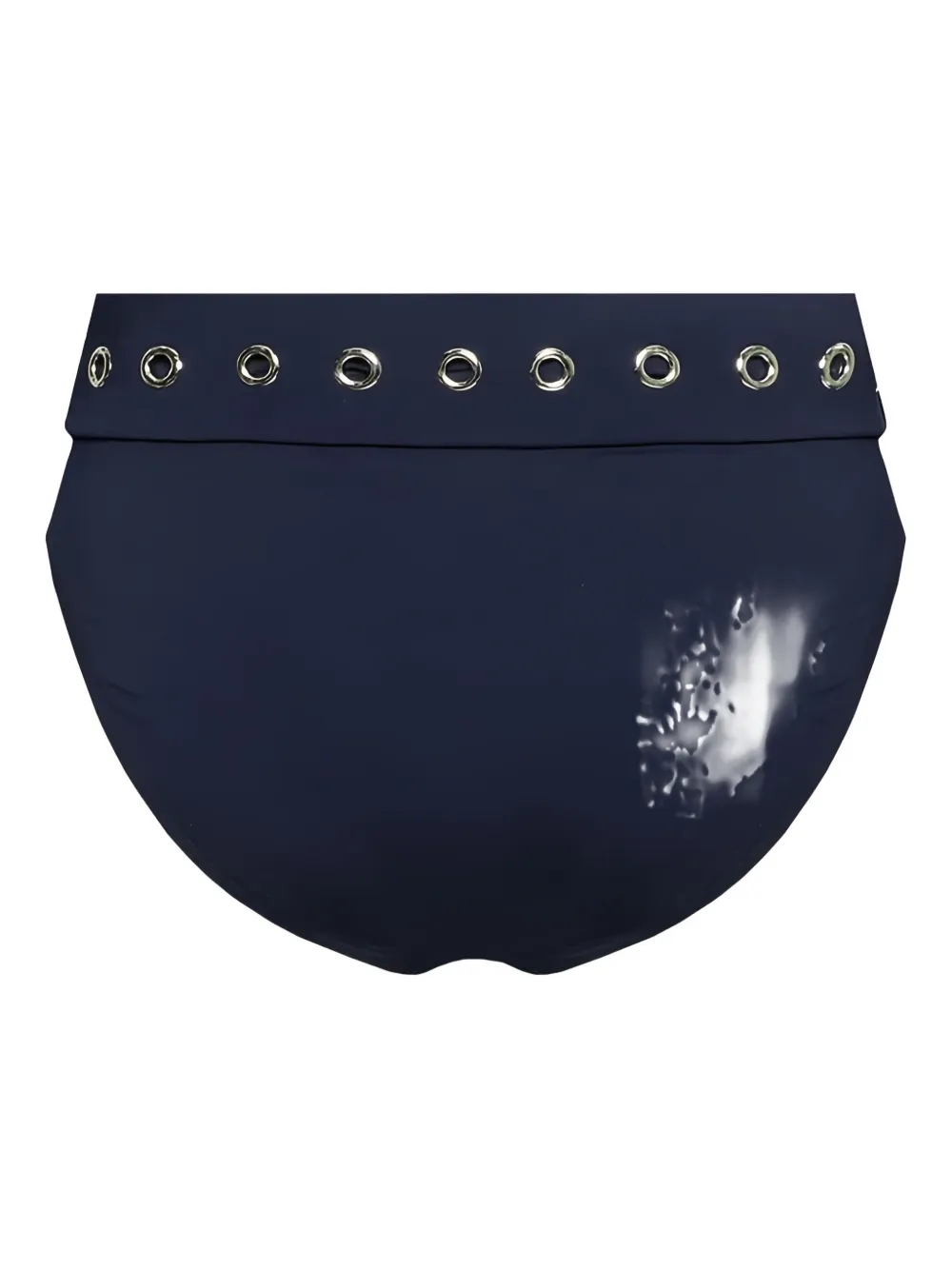 Michael Michael Kors Belted-waist Eyelet-detail Bikini Bottom In Blue