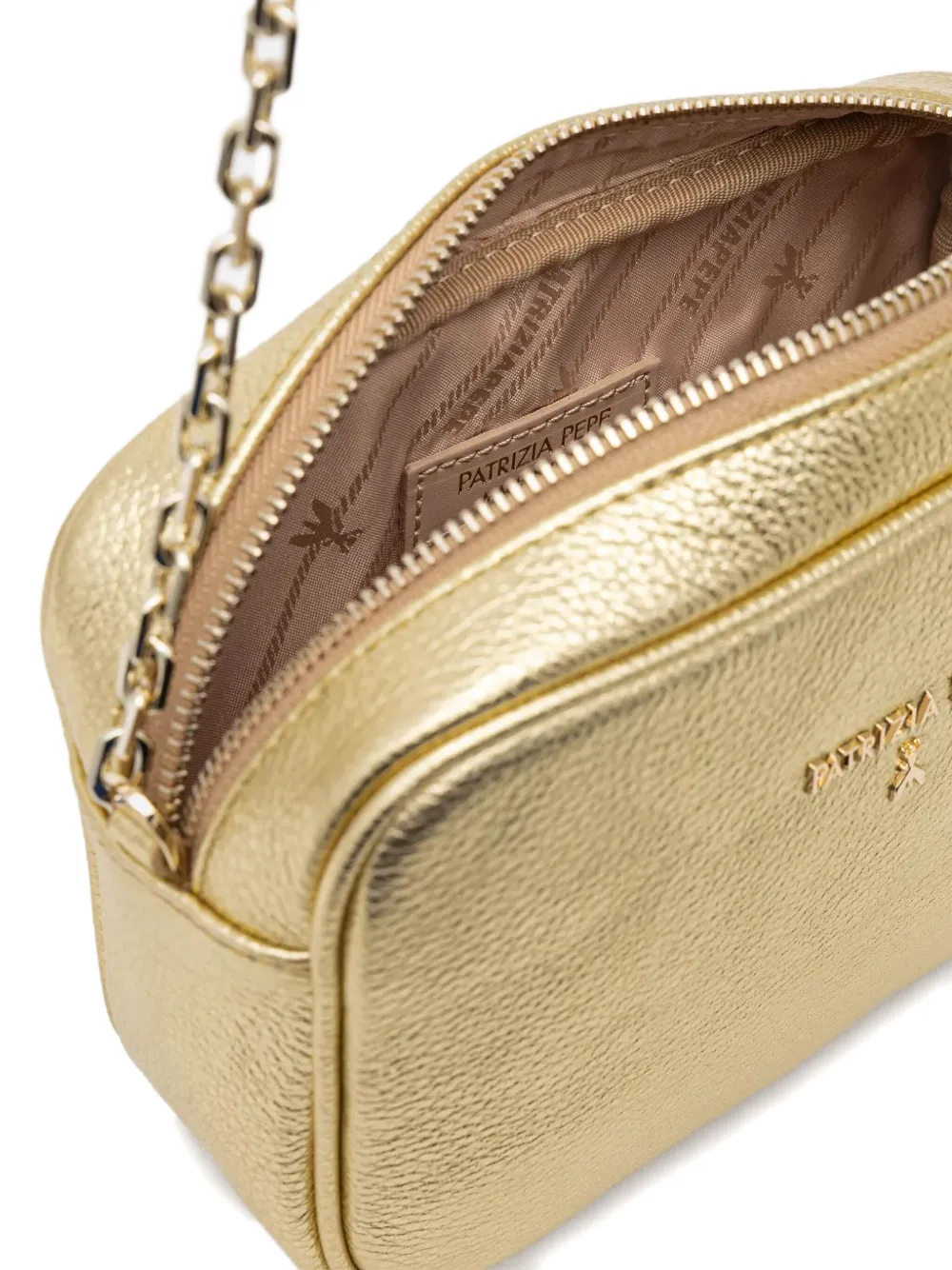 Patrizia Pepe Leren crossbodytas Goud