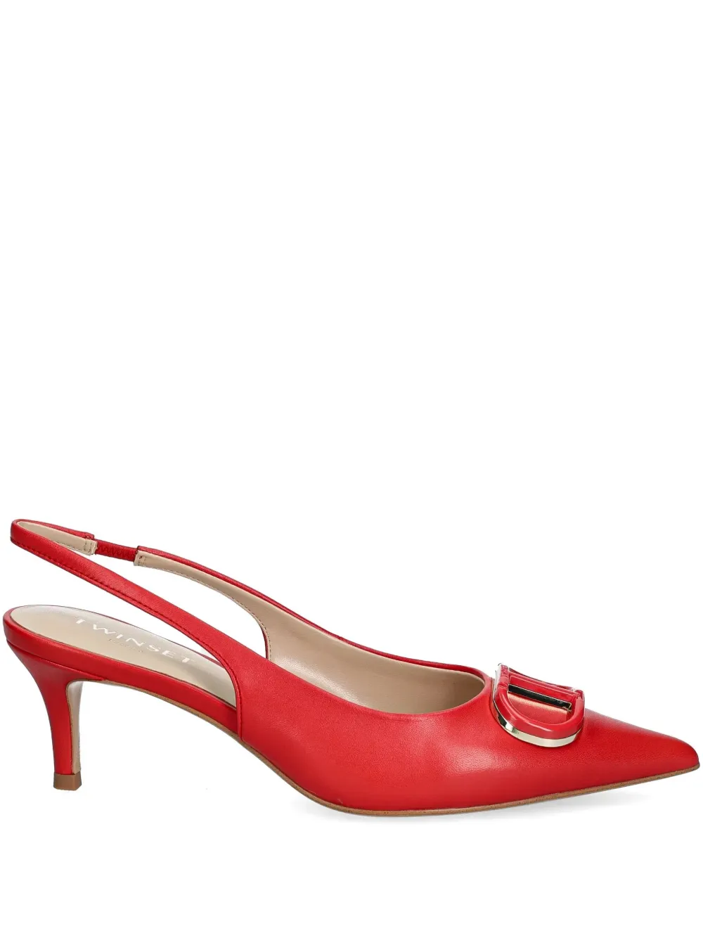 TWINSET 60mm Oval T slingback pumps Red