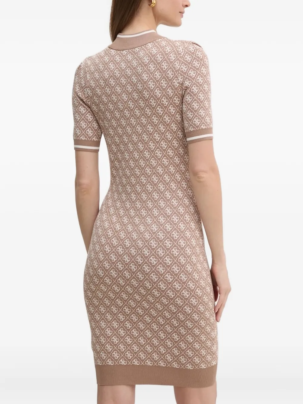 GUESS USA logo-pattern short-sleeve mini dress - Beige