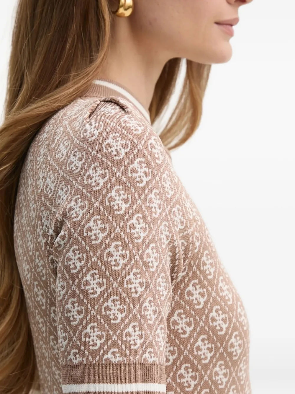 GUESS USA Mini-jurk met korte mouwen en logopatroon Beige