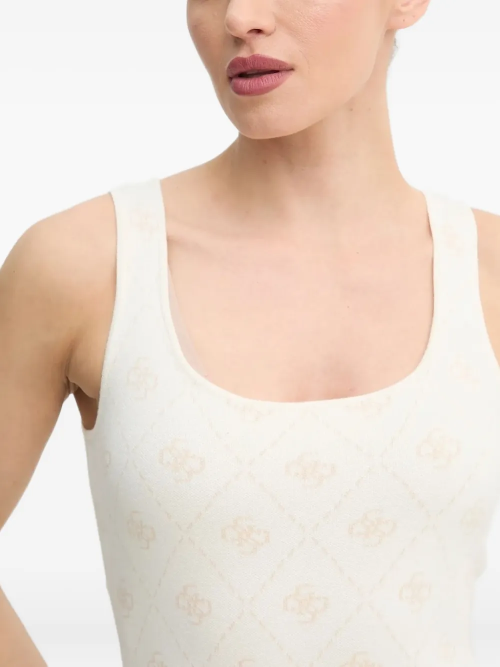 Guess Usa Logo-pattern Sleeveless Mini Dress In White