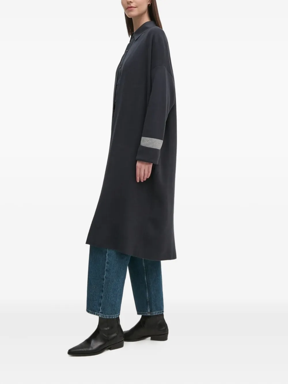 Barbour grey-panelled longline cardigan Blauw