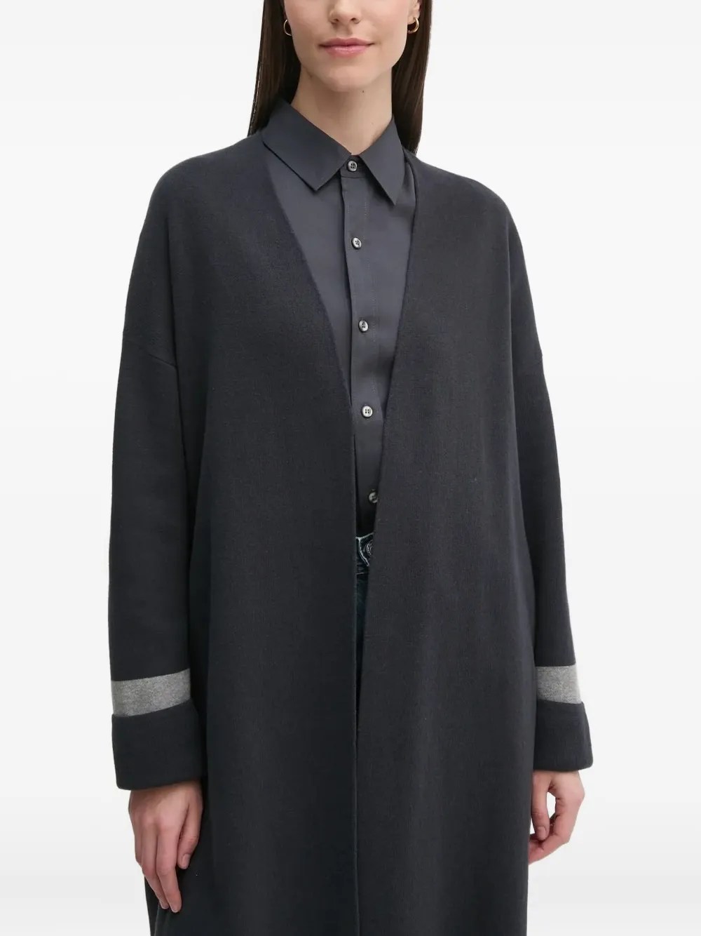 Barbour grey-panelled longline cardigan Blauw
