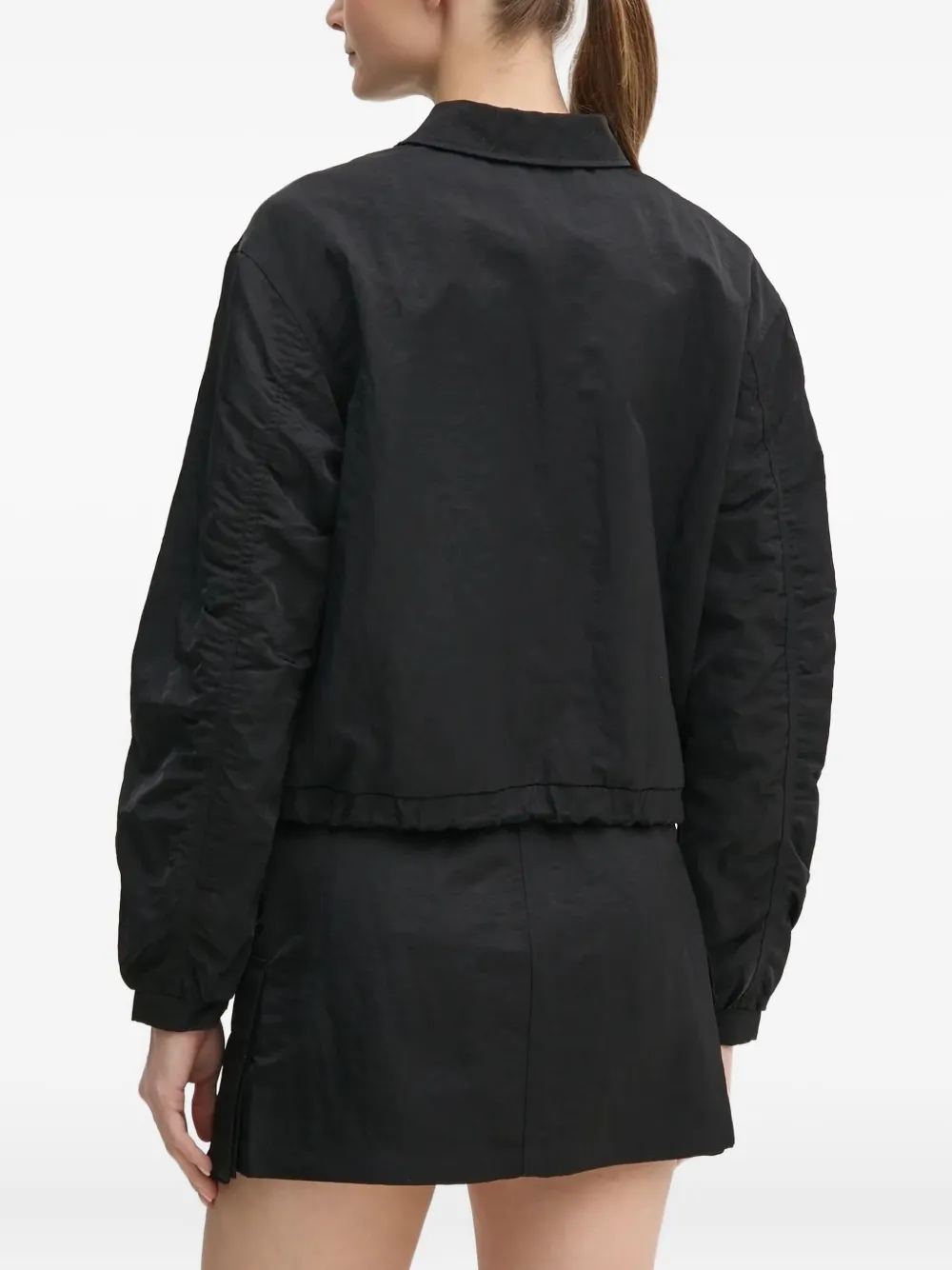 Guess Usa Triangle-logo Zip-up Jacket In Black