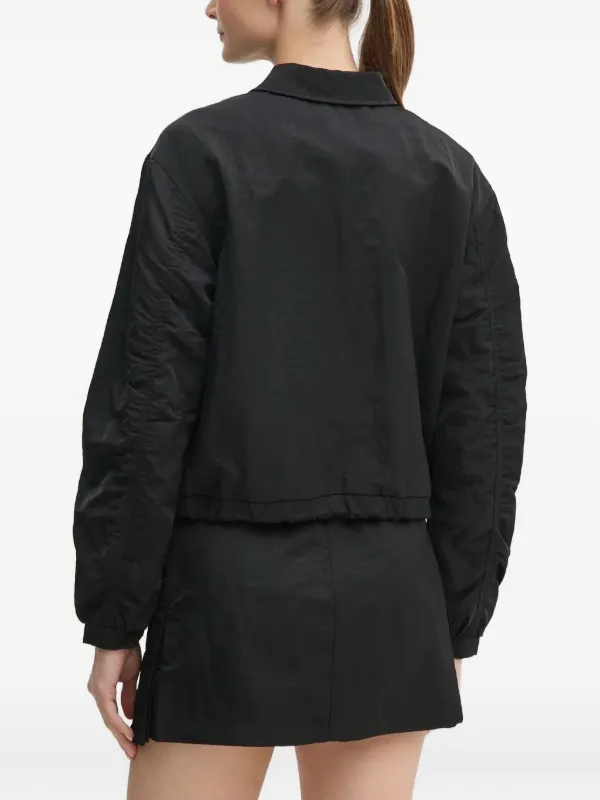 GUESS USA triangle-logo zip-up Jacket | Black | FARFETCH HK