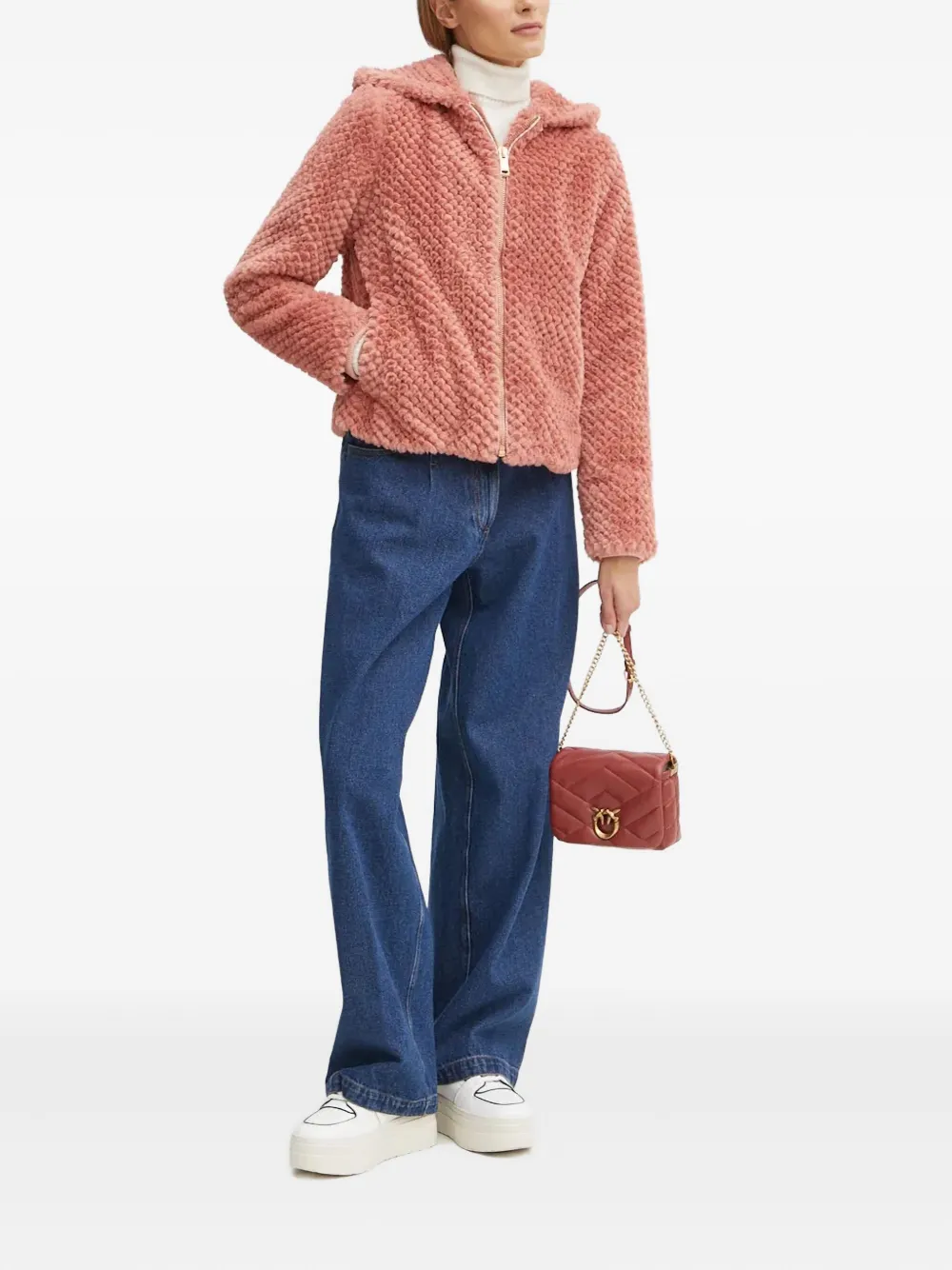 GUESS USA hooded textured jacket Roze