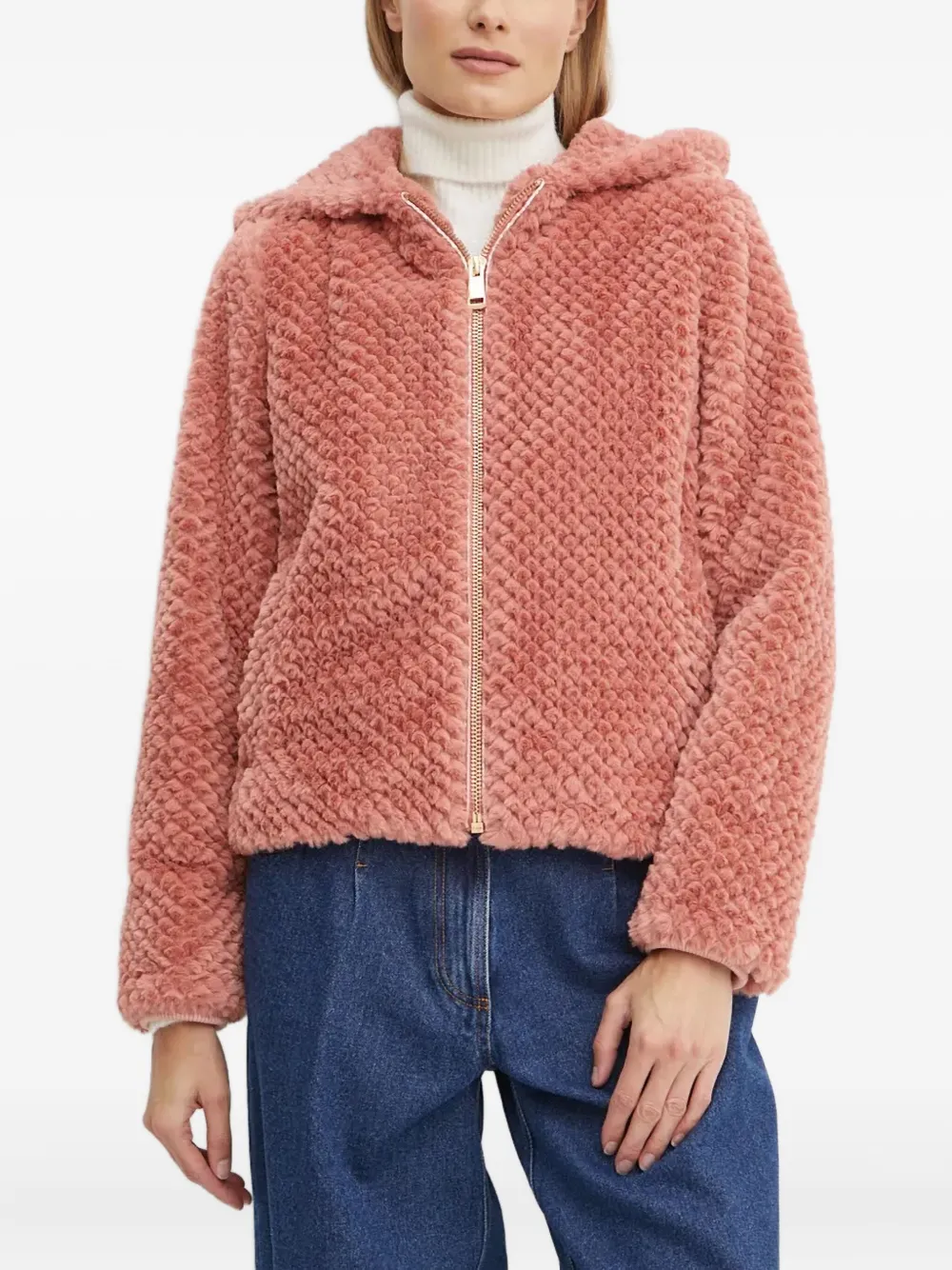 GUESS USA hooded textured jacket Roze
