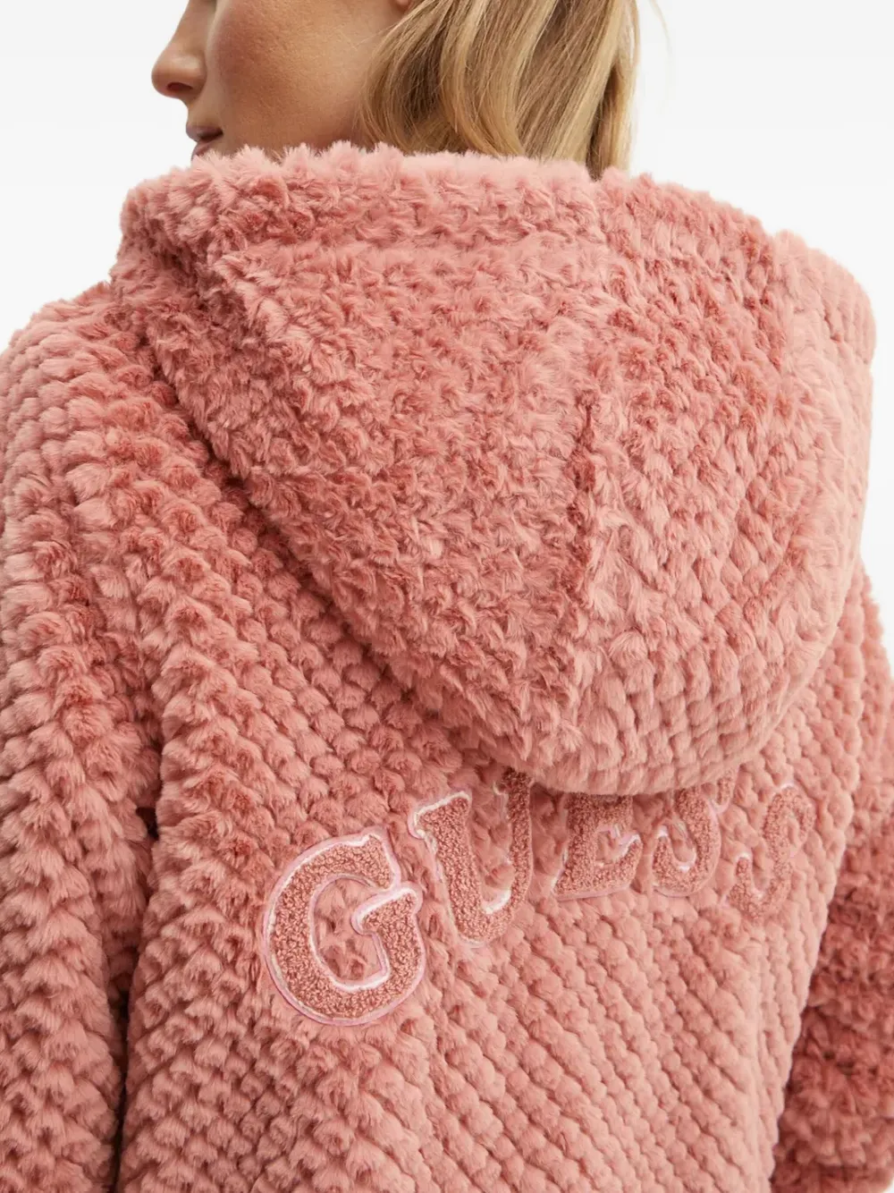 GUESS USA hooded textured jacket Roze