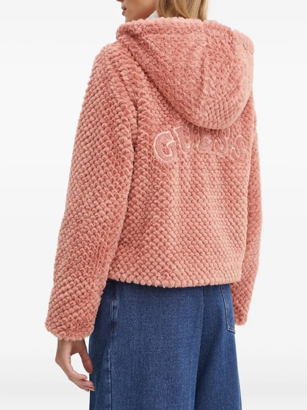 GUESS USA hooded textured jacket Roze