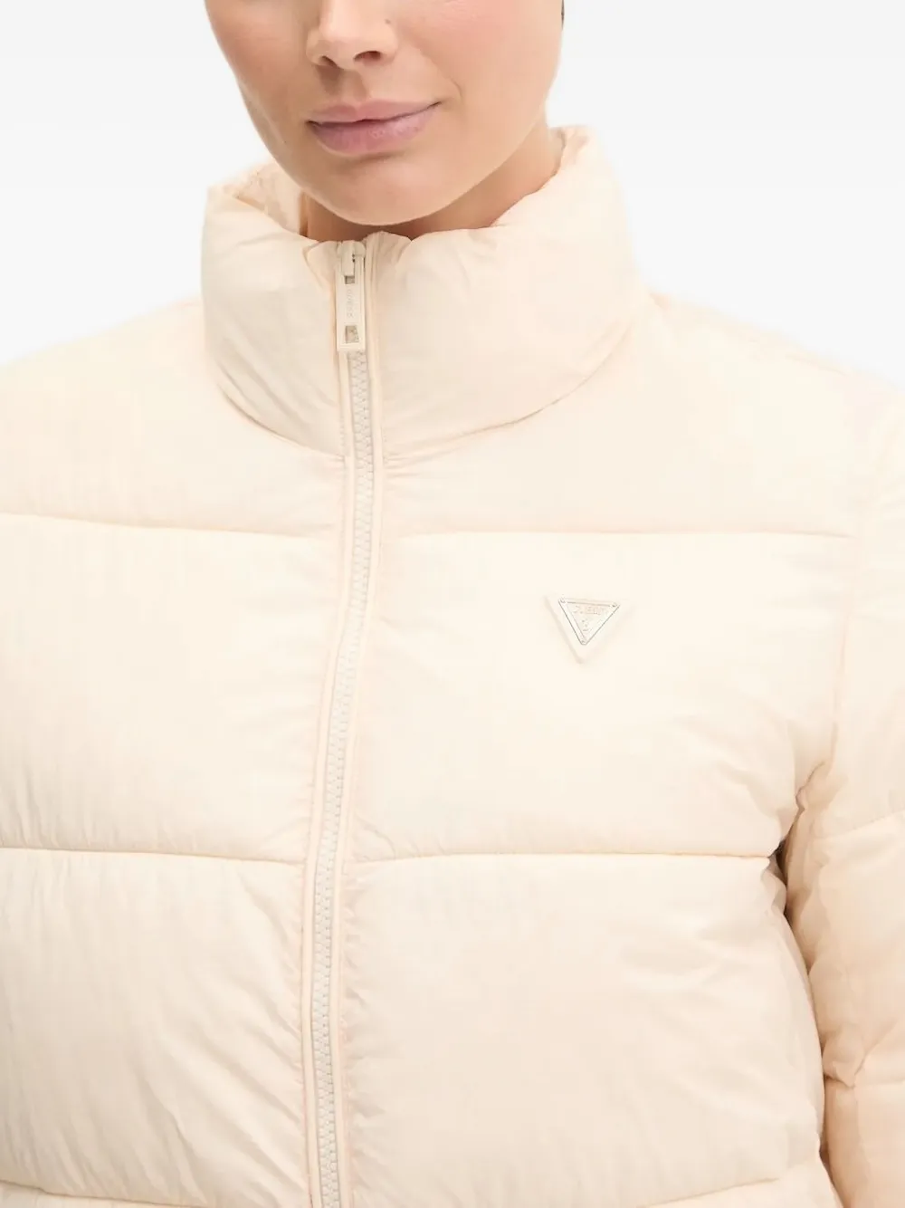 Guess Usa Quilted Turtleneck Jacket In Neutral