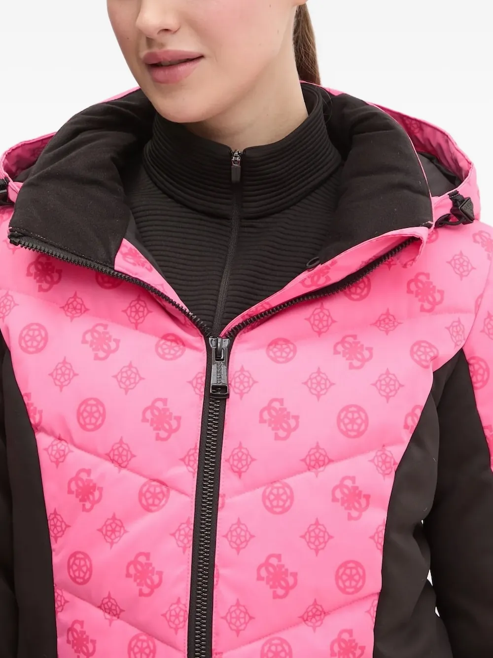 GUESS USA Gewatteerd ski-jack met logoprint Roze