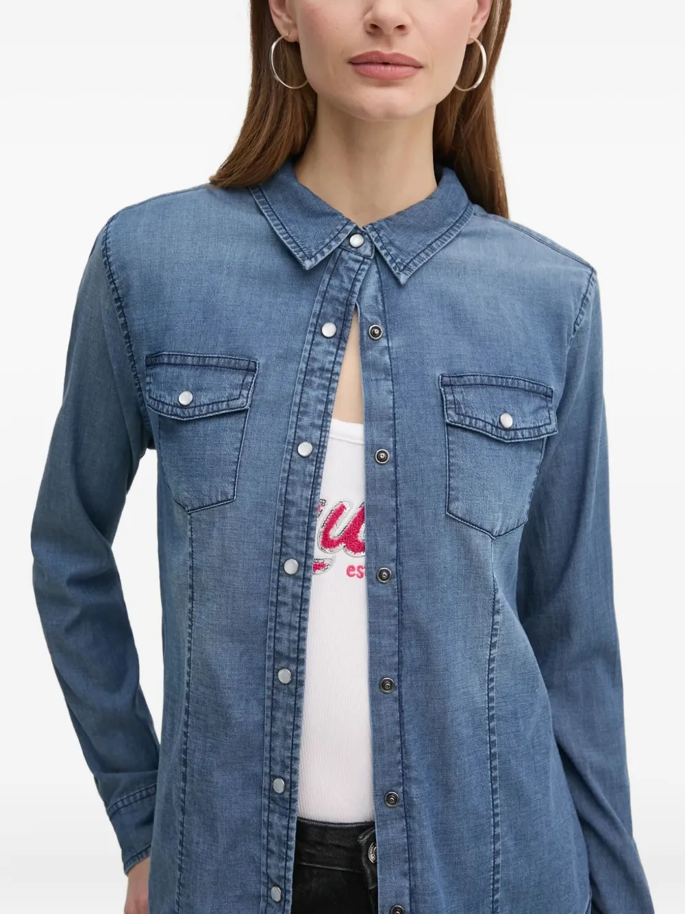 Guess Usa Denim Shirt In Blue