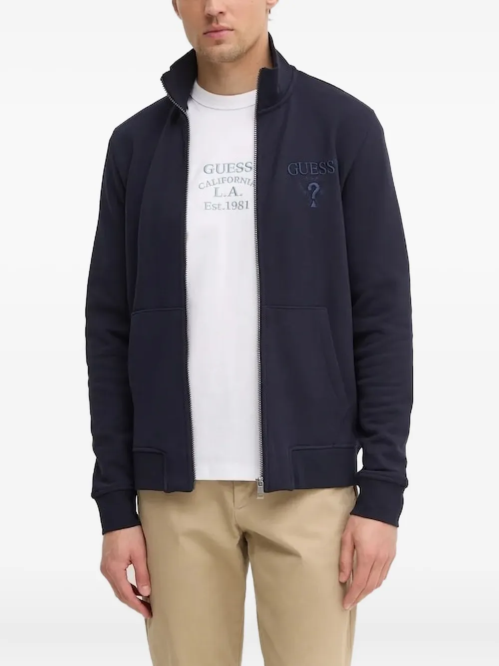 GUESS USA Sweater met geborduurd logo Blauw