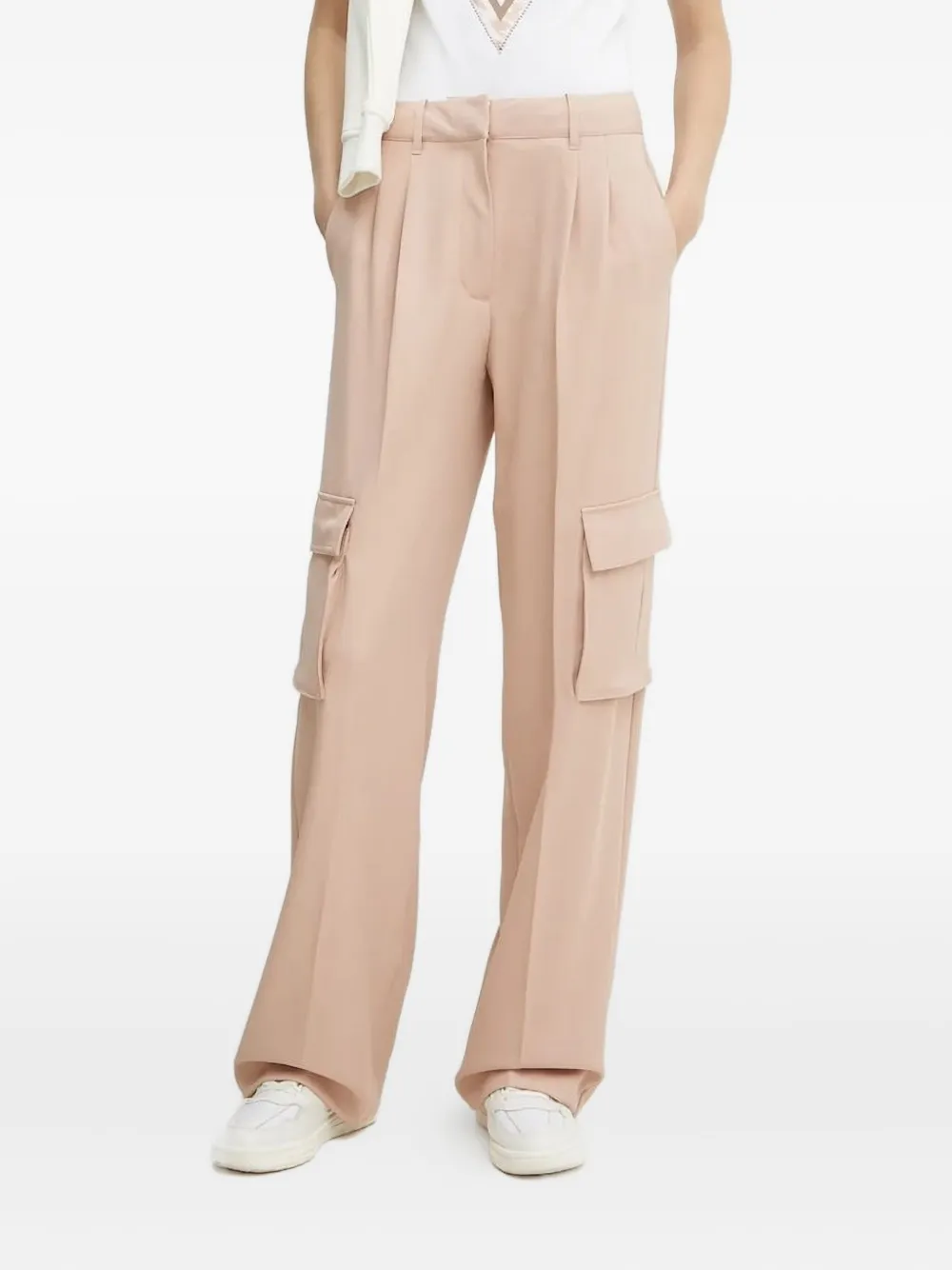 Guess Usa Pleated Cargo Trousers In Pink