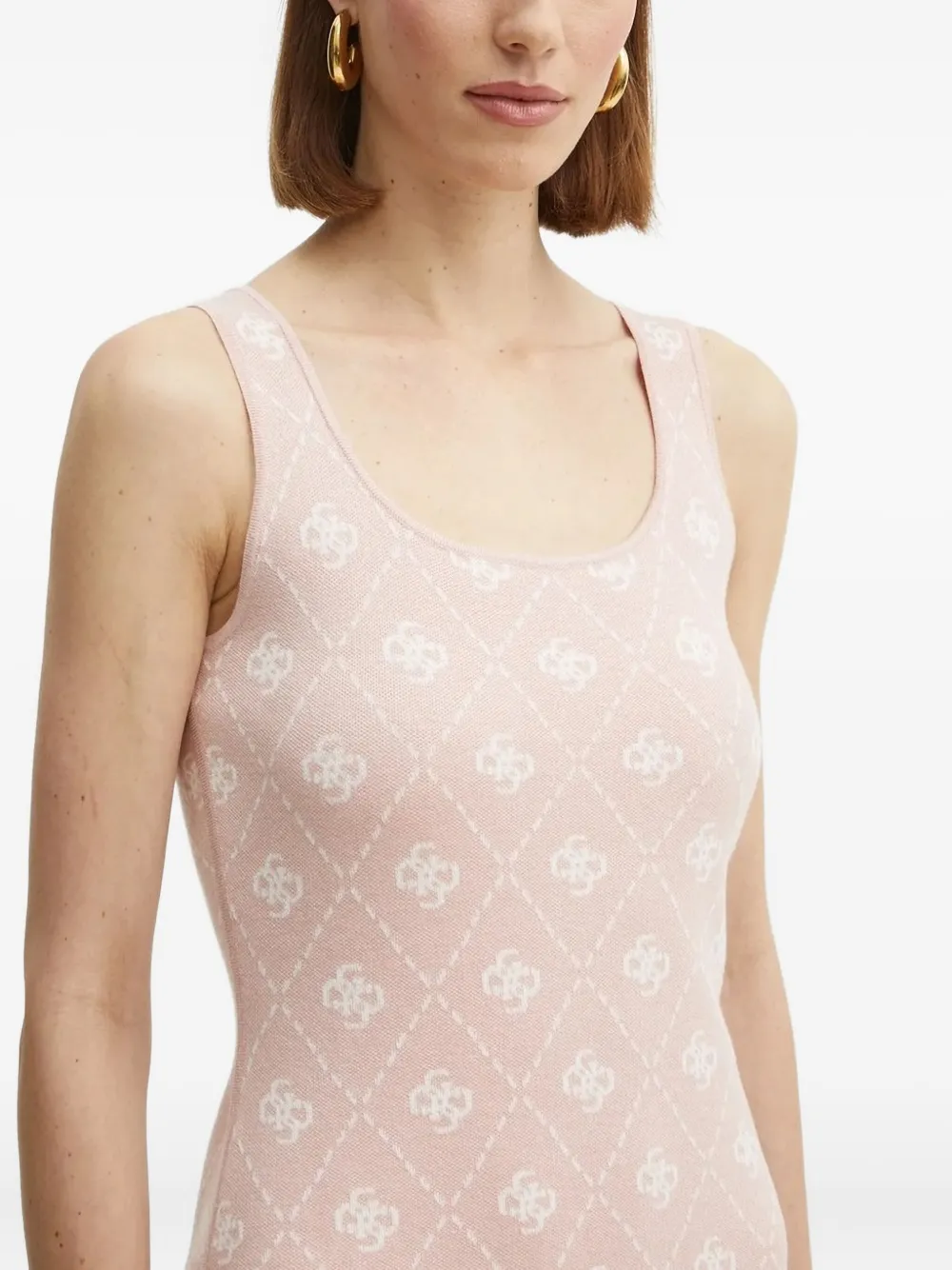 Guess Usa Logo-pattern Sleeveless Mini Dress In Pink