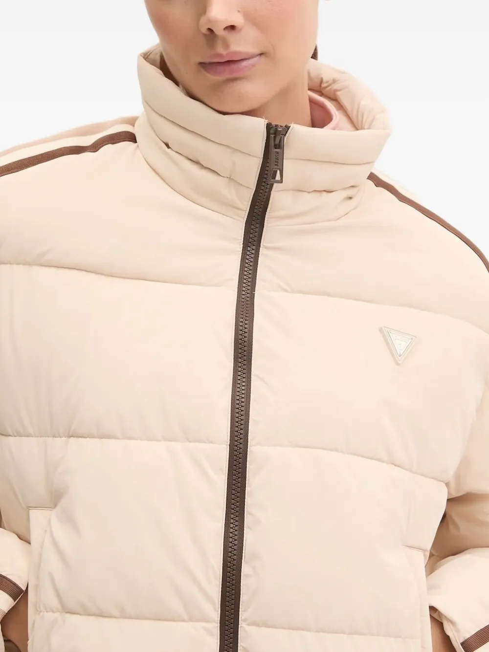 GUESS USA Gewatteerd bomberjack met streepdetail Beige