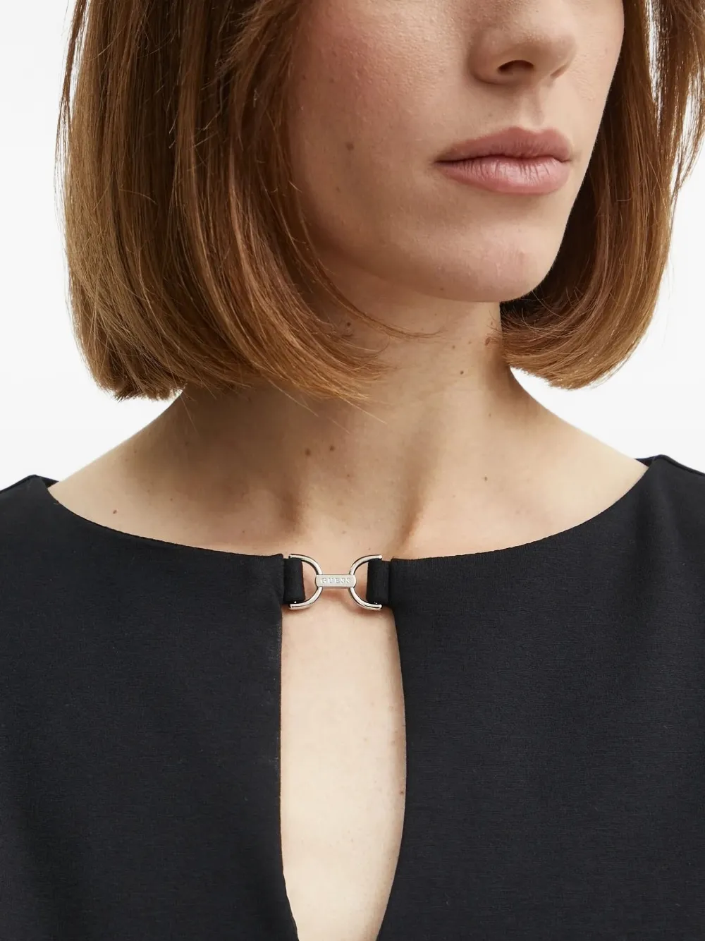 GUESS USA Mini-jurk met korte mouwen en keyhole hals Zwart