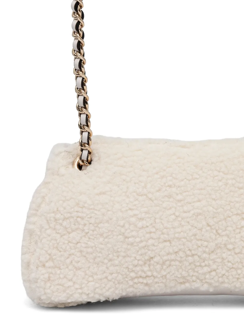Shop Guess Usa Faux-fur Shoulder Bag In Neutrals