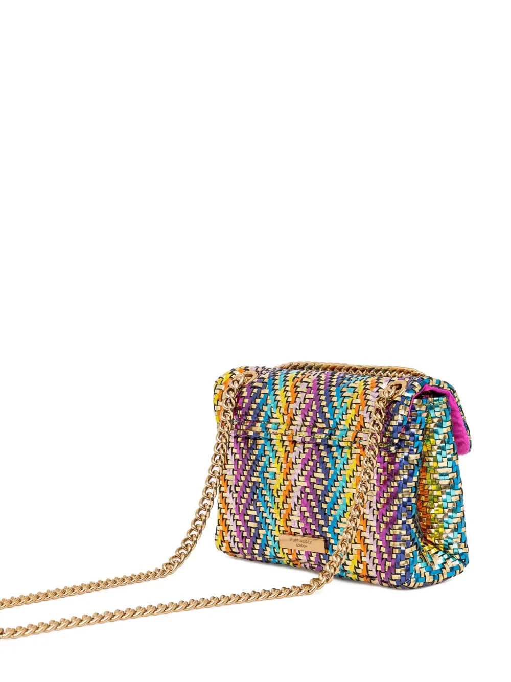 Kurt Geiger London Geweven schoudertas met metallic afwerking Goud