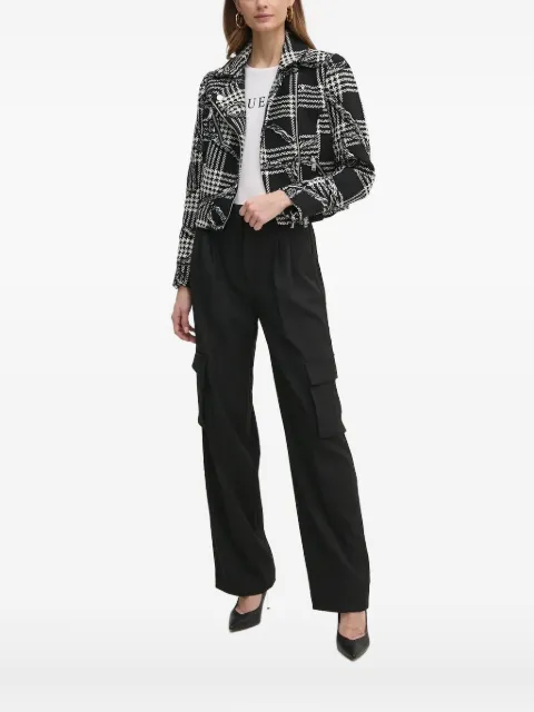 GUESS USA houndstooth-pattern biker jacket