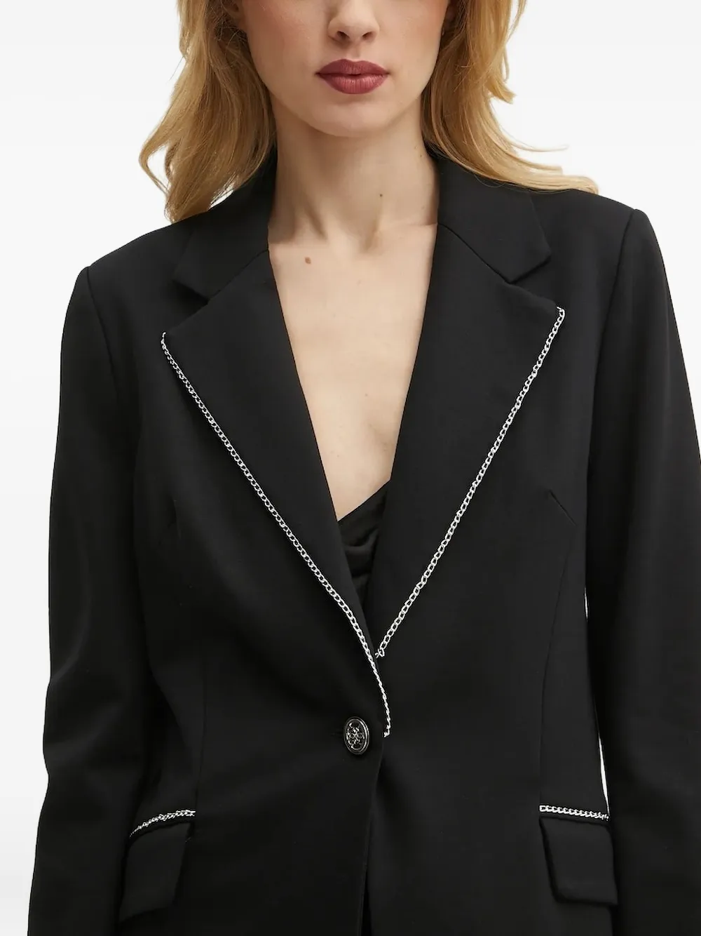 Guess Usa Chain-trimmed Blazer In Black