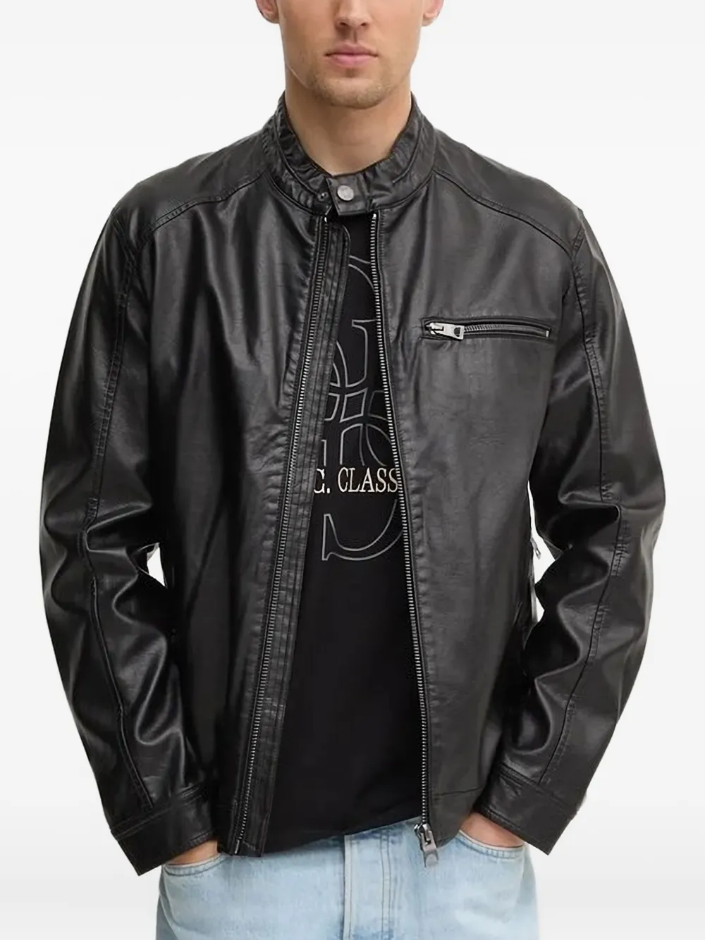 GUESS USA Bikerjack met rits Zwart