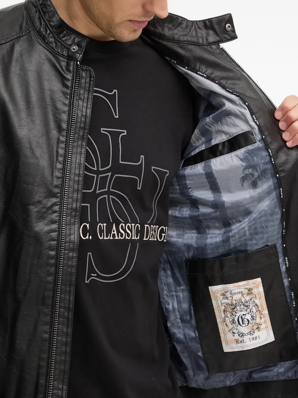 GUESS USA Bikerjack met rits Zwart