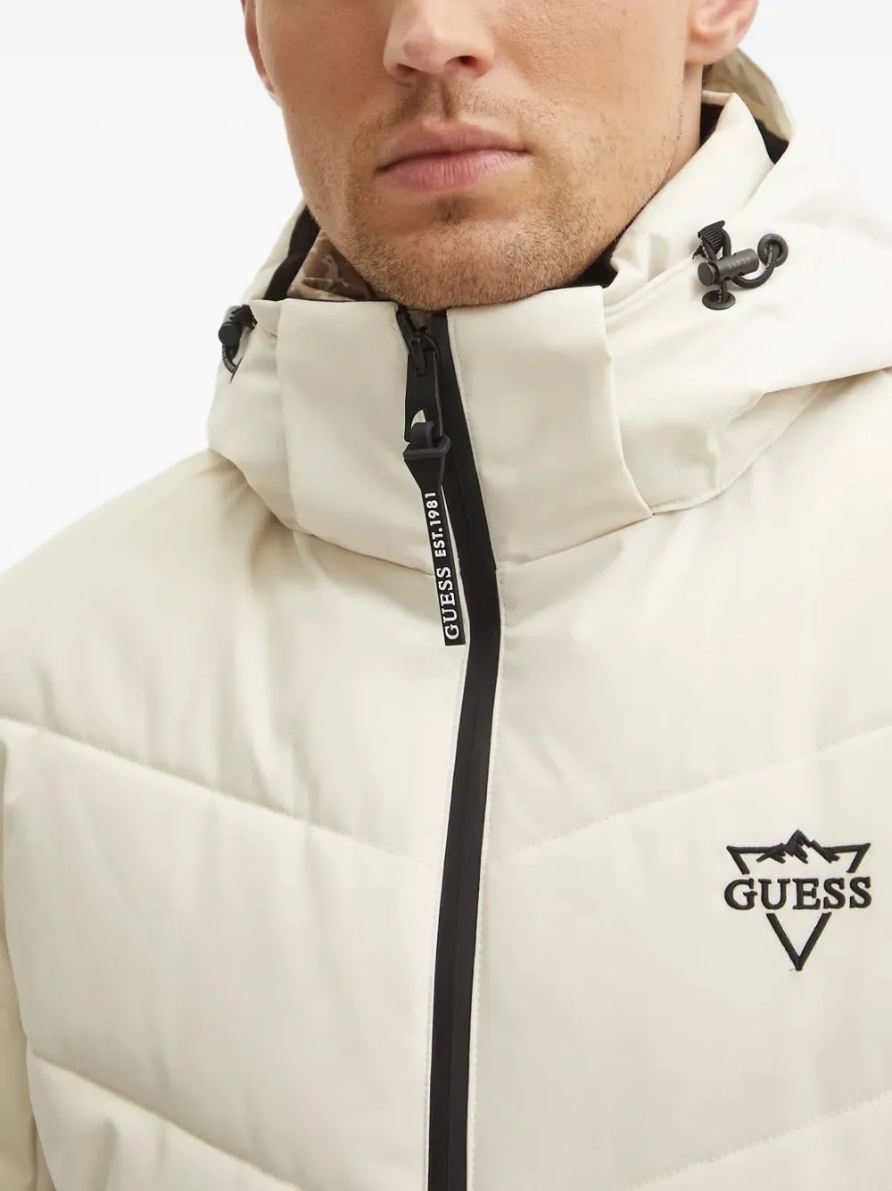 GUESS USA quilted panelled ski jacket Wit