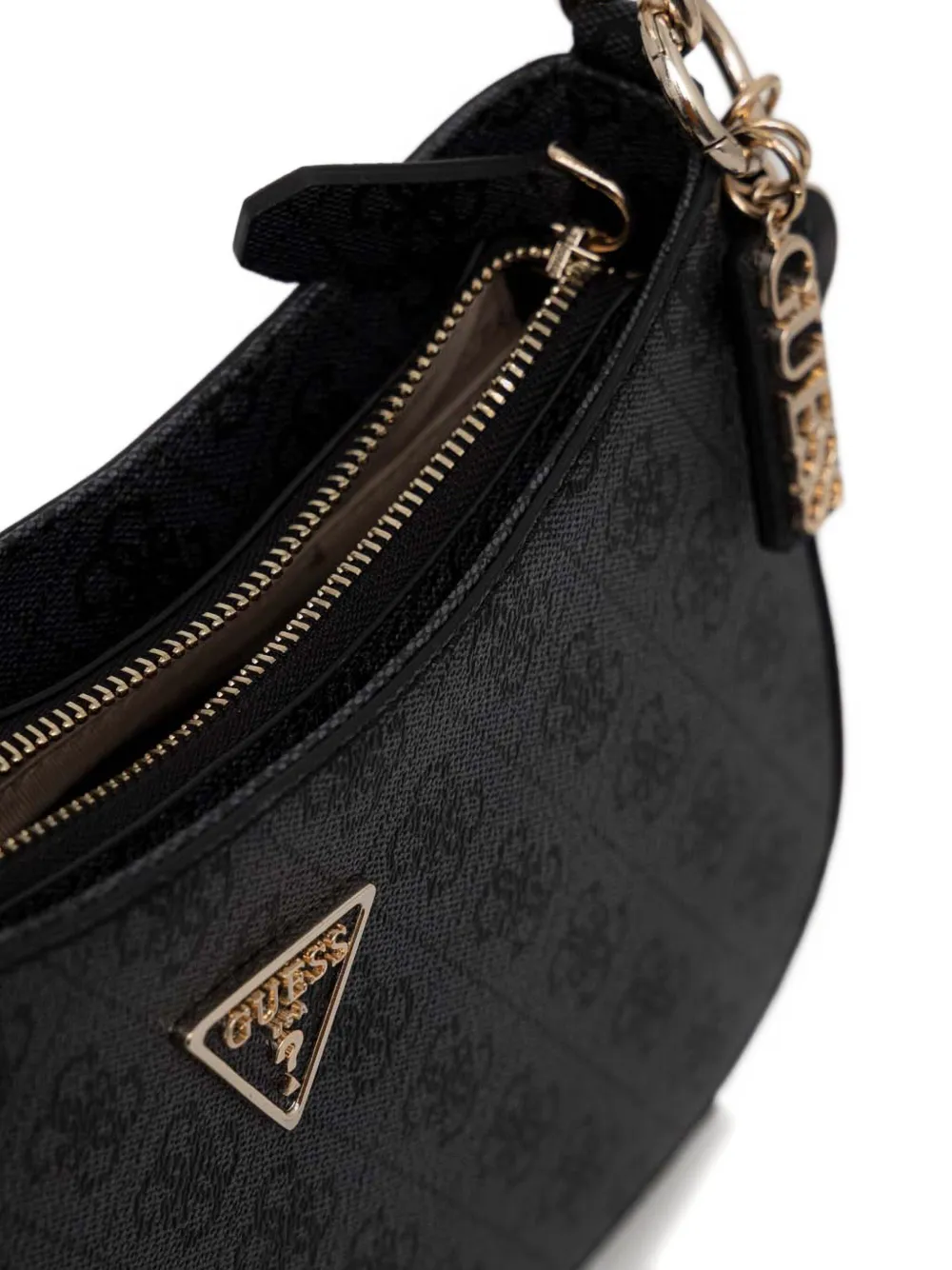 GUESS USA Gewelfde schoudertas met monogram Zwart