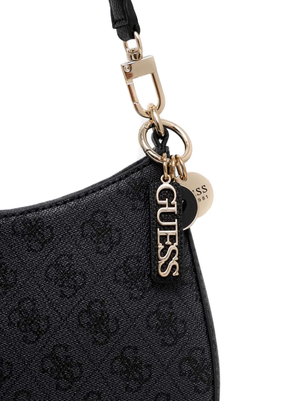 GUESS USA Gewelfde schoudertas met monogram Zwart