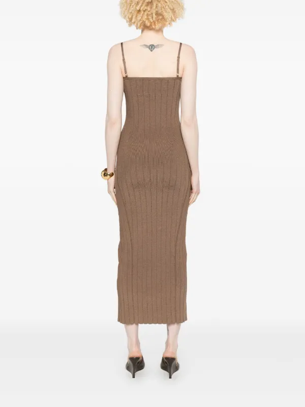 Jacquemus La Robe Sierra à Bretelles Midi Dress | Brown