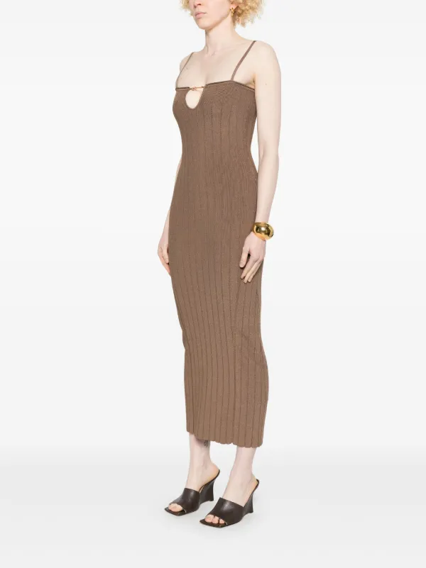 Jacquemus La Robe Sierra  Bretelles Midi Dress - Brown