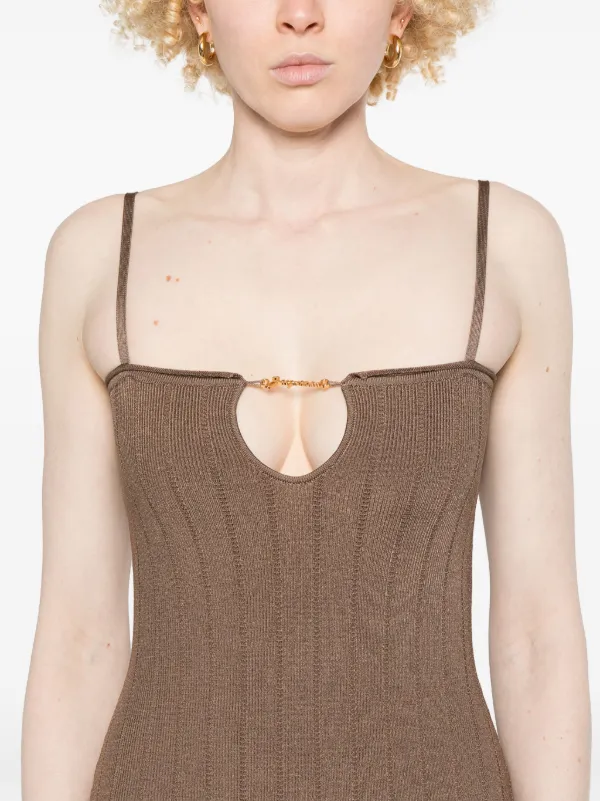 Jacquemus La Robe Sierra à Bretelles Midi Dress | Brown