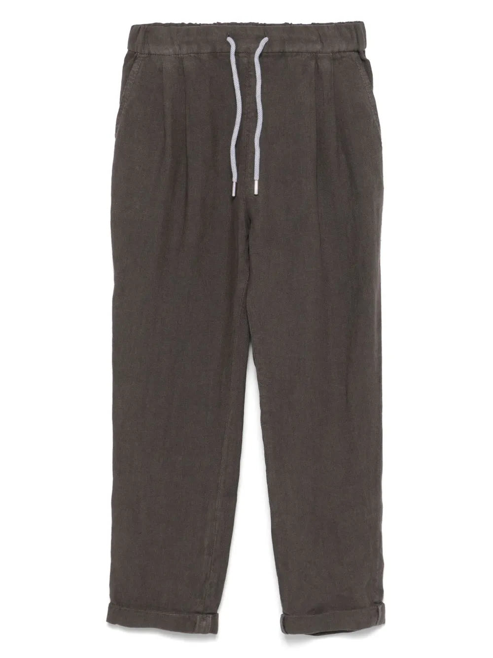 Brunello Cucinelli Kids Linnen broek met toelopende pijpen Bruin
