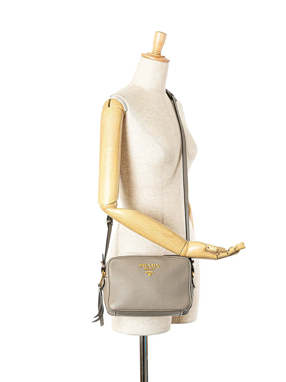 Prada Pre-Owned 2000-2024 Vitello Daino Camara crossbodytas met dubbele rits - Grijs