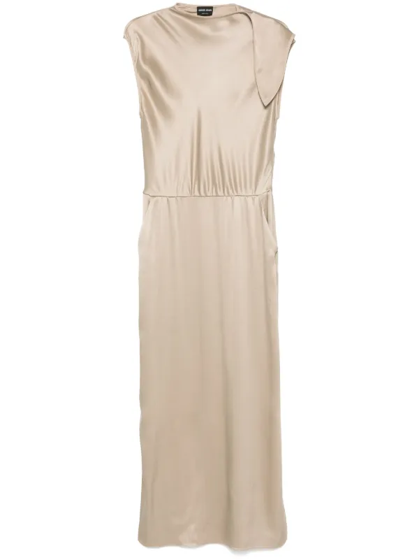 Giorgio Armani Tie-shoulder Gown in Neutrals