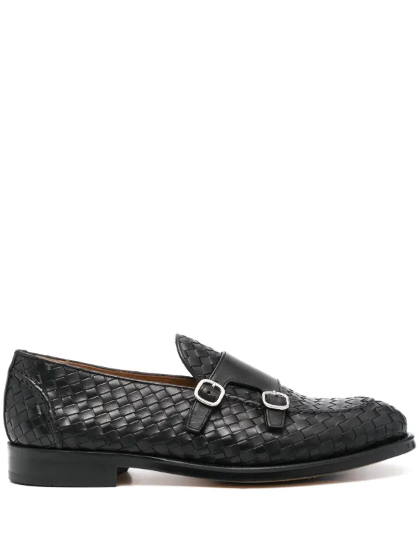 Doucal's Interwoven Monk Shoes in Black