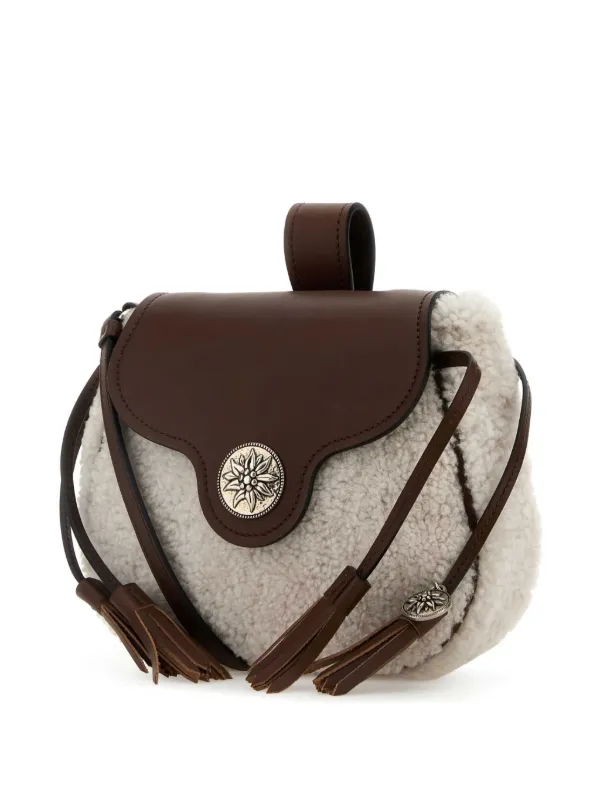 Prada Borsa a Tracolla In Shearling Marrone FARFETCH IT