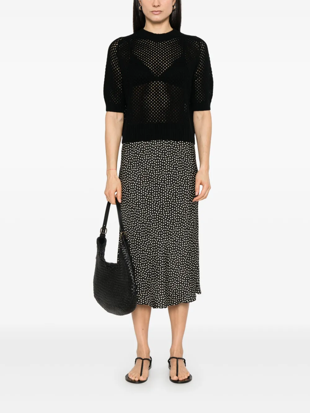 Allude open-knit sweater - Zwart