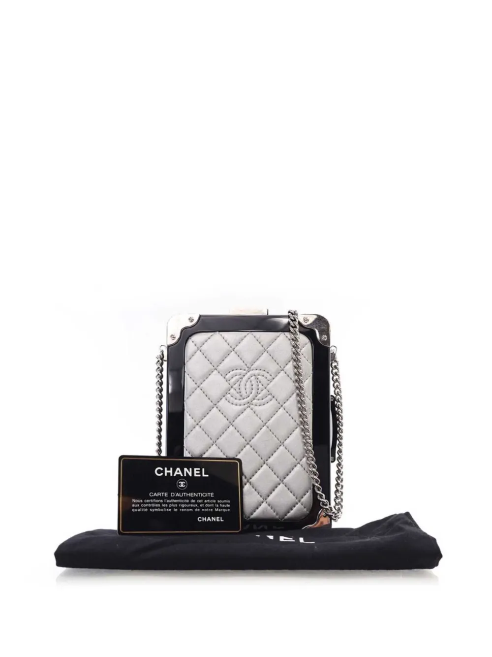 CHANEL Pre-Owned 2016-2017 Evening In The Air CC Trolley Minaudiere Clutch on Chain acryl en lamsleren crossbodytas - Zwart