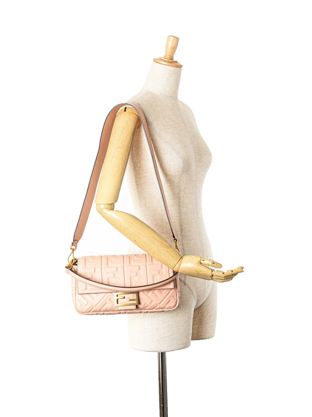 Fendi Pre-Owned 2010-2024 Zucca leren Bagbaguette boekentas met reliëf - Roze