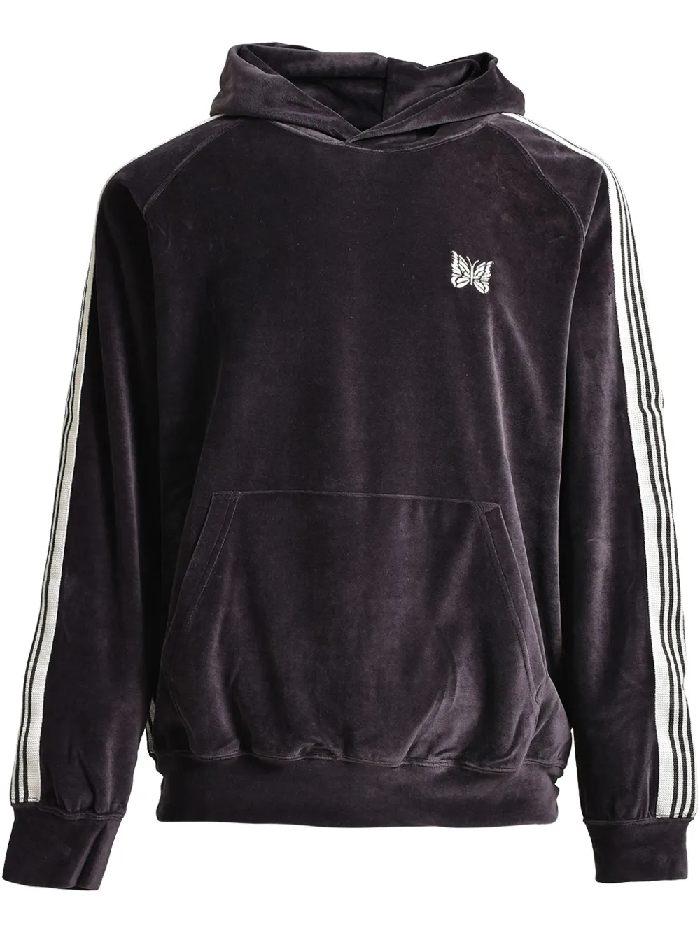 Needles Fluwelen hoodie met zijstreep Grijs