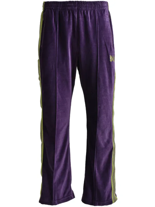 NEEDLES Track Pants Zipped Green x Beige lines JO226 Size-M