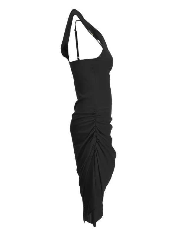 ワンピース VERSACE JEANS COUTURE Woman Dress Black 74HAO9B674DP936 G89 Versace Jeans Couture Ruched Dress | Black | FARFETCH